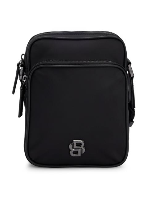 TWILL REPORTER BAG WITH DOUBLE B MONOGRAM