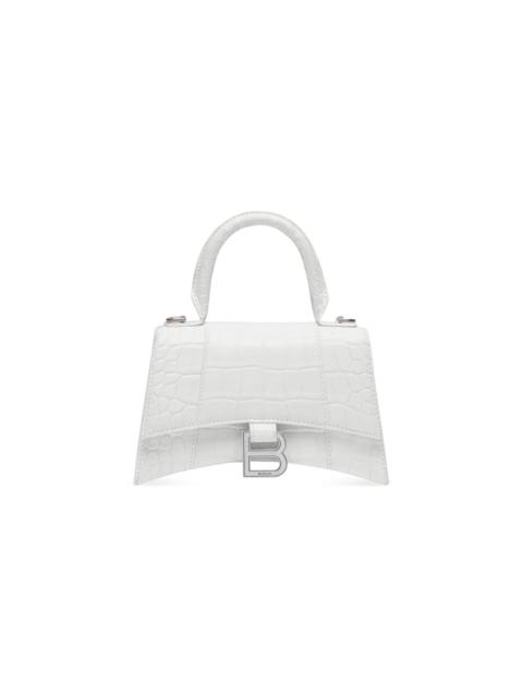 Women's Hourglass Xs Handbag Crocodile Embossed in White
