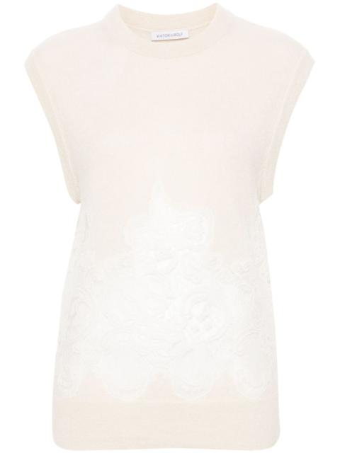 Spencer lace-detail sleeveless jumper