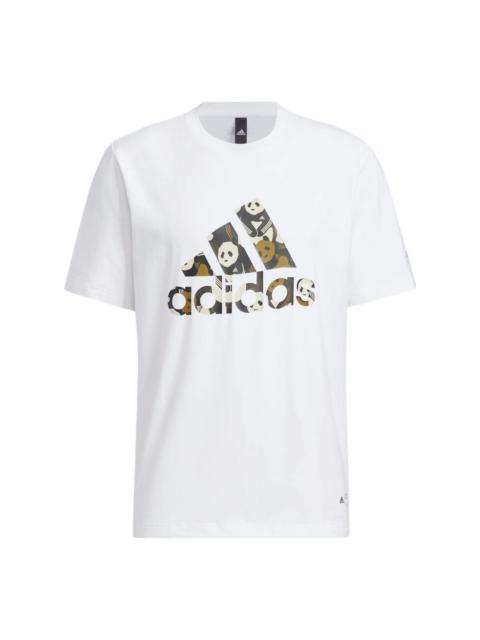 adidas Solid Color Logo Athleisure Casual Sports Short Sleeve Unisex White HS4394