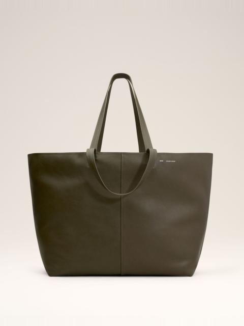 GREEN LEATHER MIDI MAXI TOTE BAG