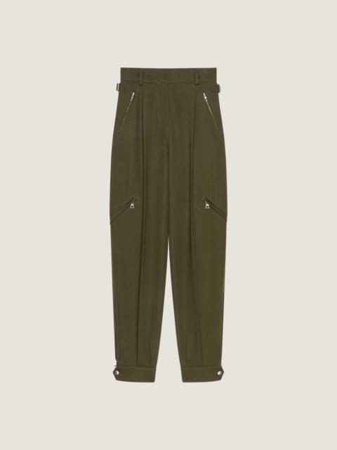 ZIPPED PANTS IN COTTON AND WOOL