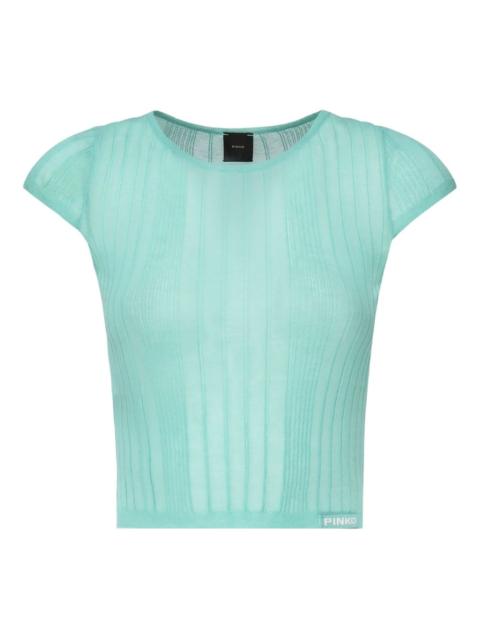 ribbed crew-neck knit top