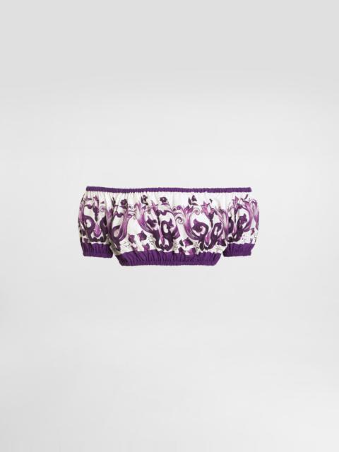 Majolica-print poplin top