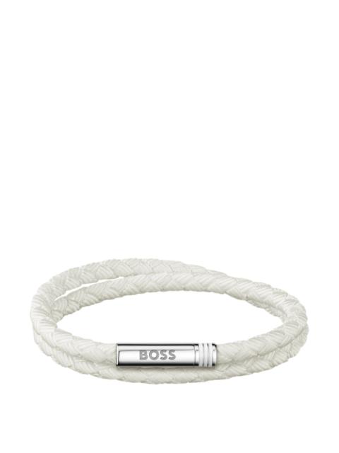 DOUBLE-BRAIDED WHITE CUFF WITH LOGO CLOSURE