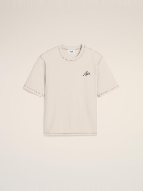 BEIGE COTTON AMI SIGNATURE T-SHIRT