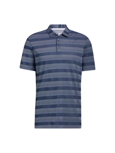 Men's adidas SS22 Stripe Printing Short Sleeve Blue Polo Shirt HE2298