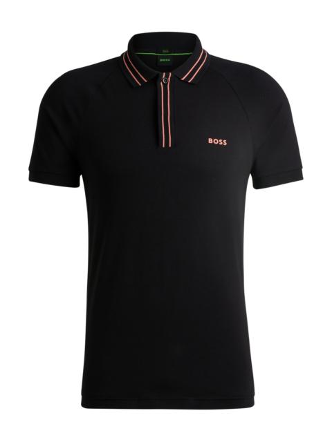 STRETCH-COTTON POLO SHIRT WITH STRIPES AND LOGO