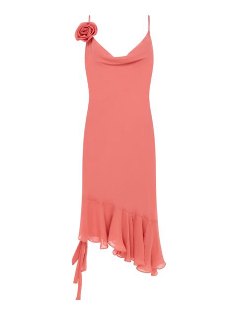 Julia Ruffled Silk Dress red