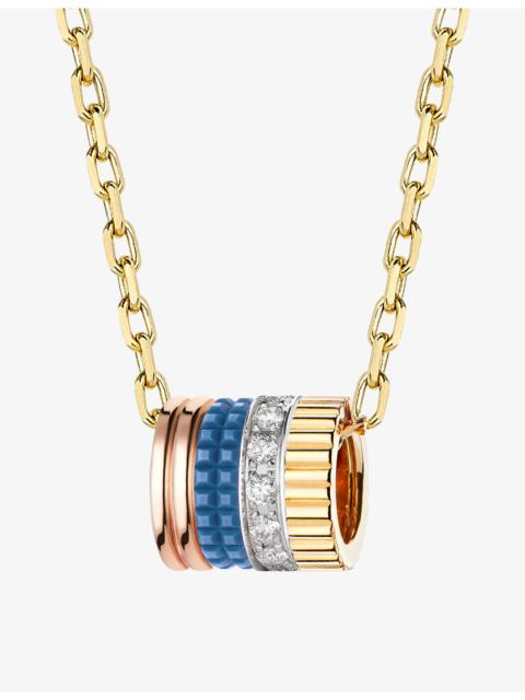 Quatre Blue Edition 18ct yellow, white and rose-gold, ceramic and 0.17ct diamond pendant necklace
