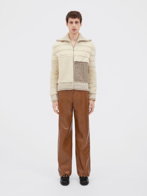 heavyweight patchwork wool cardigan