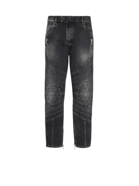 Denim biker jeans