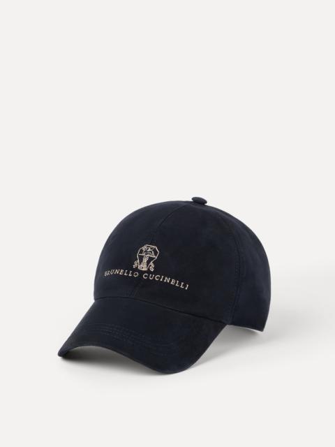 Suede baseball cap with embroidered logo