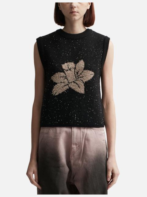 MERINO WOOL BLENDED FLOWER VEST