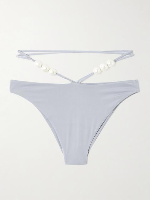 Faux Pearl-embellished Bikini Briefs
