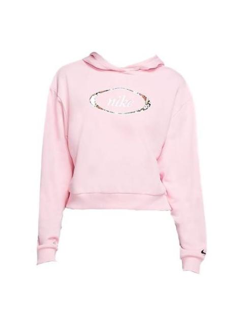 (WMNS) Nike Sportswear Crop Fleece Hoodie 'Pink' CV1871-654