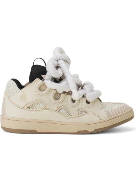 Lanvin Leather Curb Snake Laces Biege Black