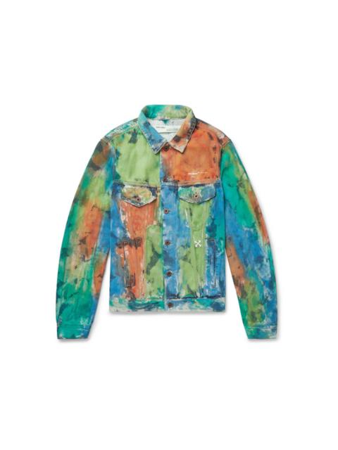 OFF-WHITE Painted Distressed Denim Trucker Jacket Multicolor