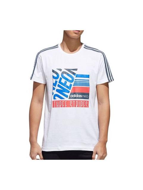 adidas neo M Brlv Alphabet Printing Short Sleeve White GK1517