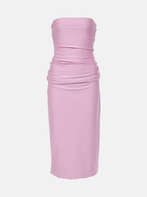 Strapless jersey midi dress