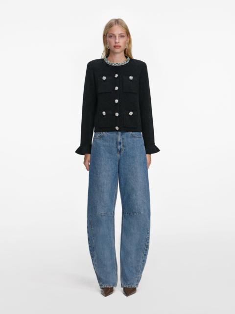 Black Crystal Button Cardigan