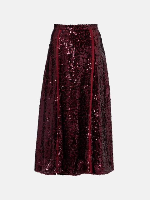 Sequined georgette midi skirt