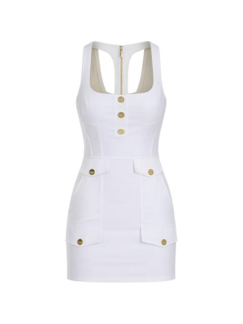 mini buttoned flap-pockets dress