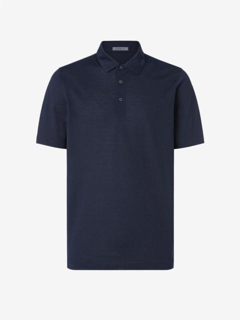 Navy blue buttonless luxury jersey polo shirt