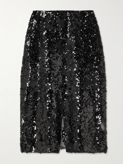 Sequined Tulle Midi Skirt