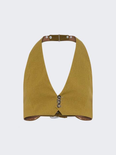 Backless Gilet With Belt Detail Olive Green