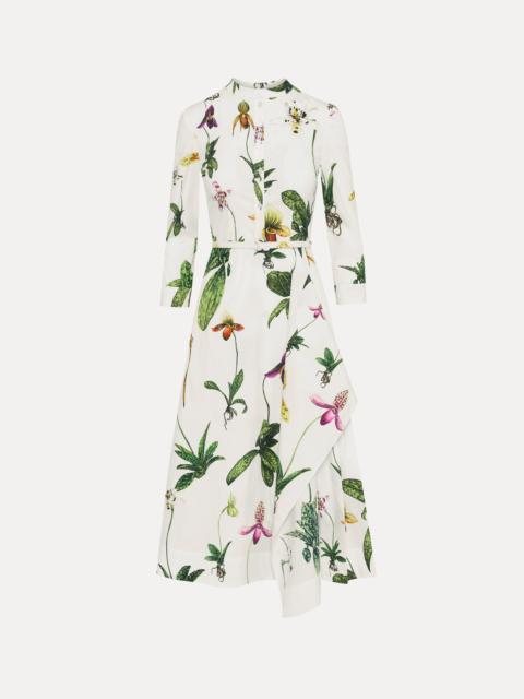 ORCHID COTTON POPLIN 3/4 SLEEVE DRESS