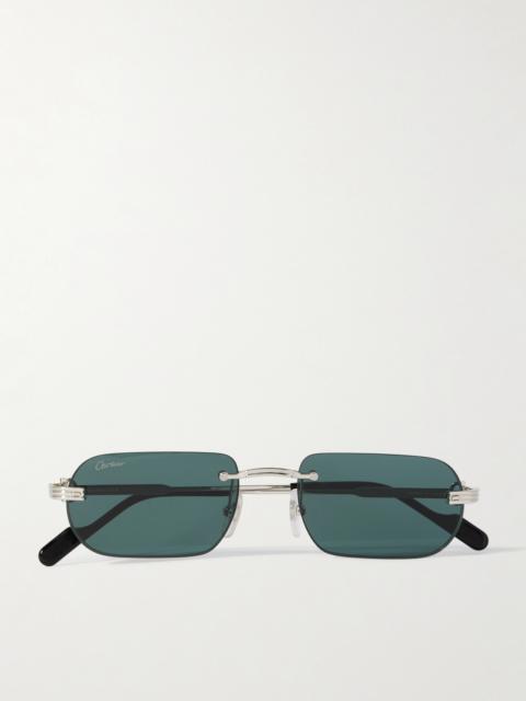 Première De Cartier Rimless Rectangular-frame Silver-tone Sunglasses