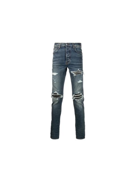 AMIRI Stonewashed Distressed Slim Cut Jeans Deep Classic Blue