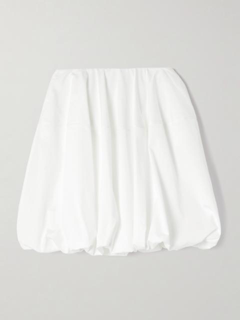 Gathered Cotton-poplin Mini Skirt