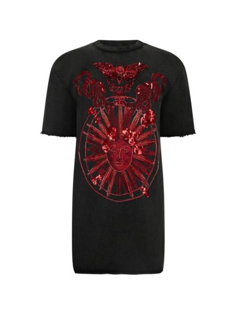 open-back front-sequin mini dress