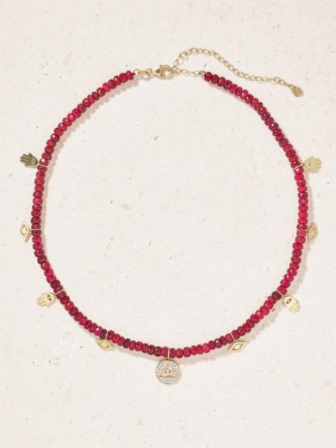 14-karat Gold, Ruby And Diamond Necklace