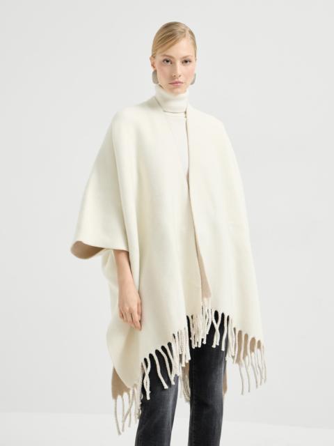 Wool and cashmere reversible double knit poncho