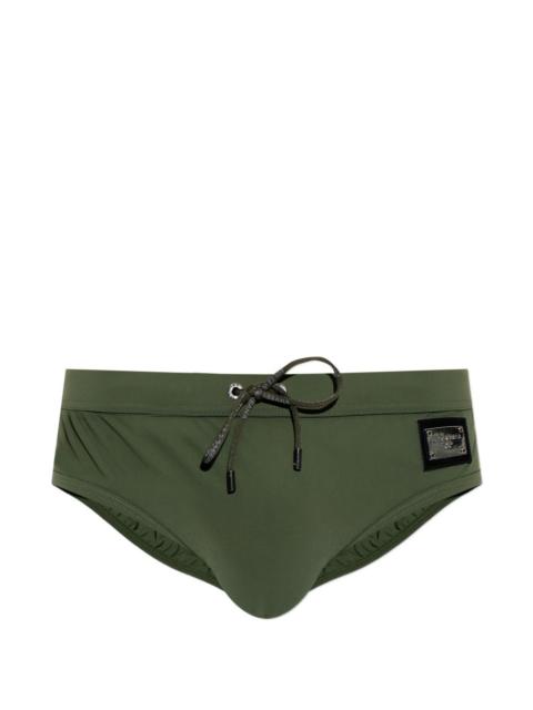 drawstring logo-plaque swim trunks