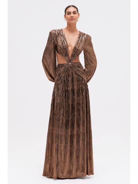 METALLIC PLISSE CUT OUT GOWN