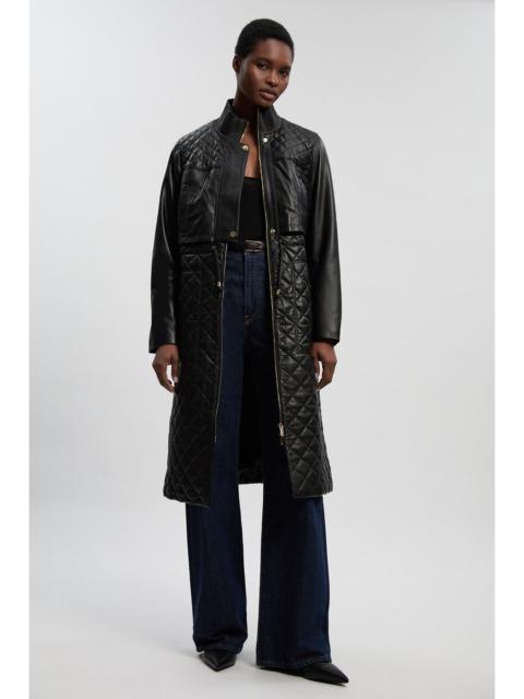 Longline Quilted Leather Biker Jacket