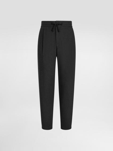 Melange wool mat trousers