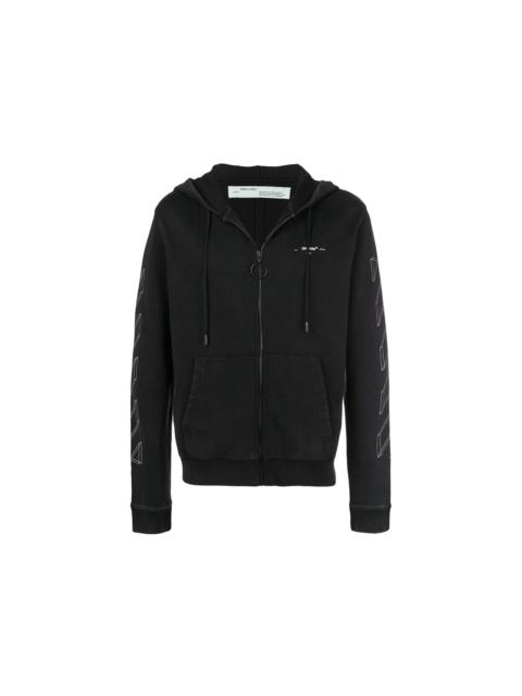 OFF-WHITE 3D Marker Diag Zip Up Hoodie Black/White