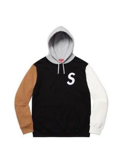 Supreme S Logo Colorblocked Hooded Sweatshirt 'Black Brown White' SUP-SS19-308