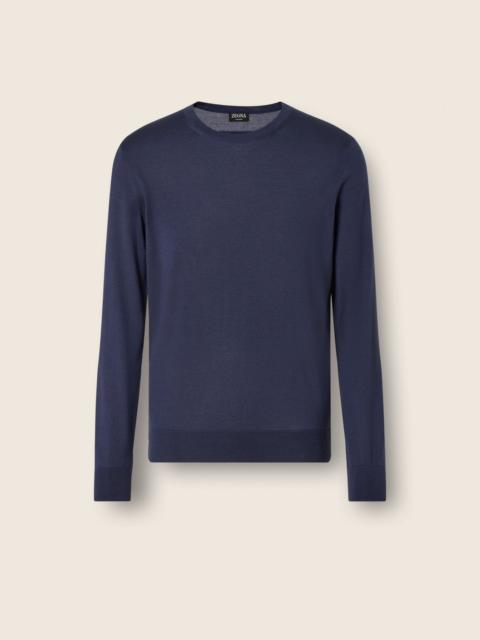 DARK INDIGO BLUE MÉLANGE CASHSETA CREWNECK