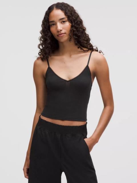 Cotton Pointelle Cropped Cami Tank Top