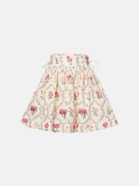 Floral linen miniskirt