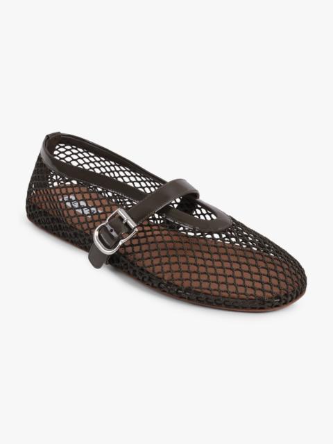 FISHNET MESH BALLET FLAT | KHAKI