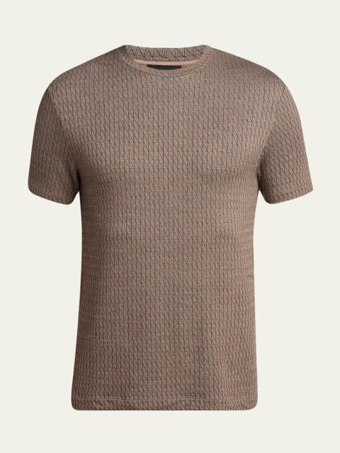Men's Box-Jacquard Viscose Stretch Crewneck T-Shirt