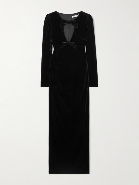 Cutout Bow-embellished Velvet Gown