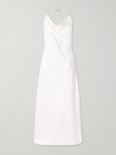 Crystal-embellished Satin-crepe Halterneck Gown